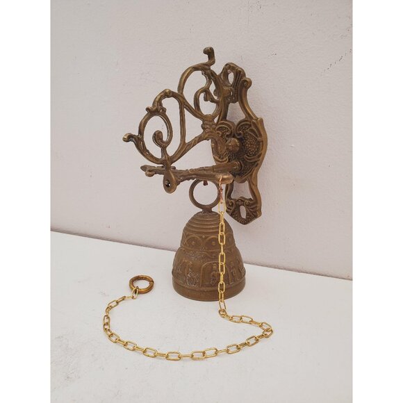 Other - Antique bronze monastery bell doorbell with angel 1940s Vocem meam audit Qui